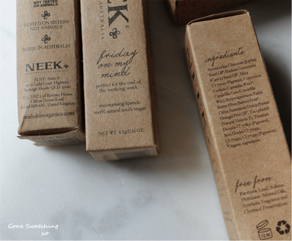 Neek Skin Organics Lipstick Review and Swatches - Gone Swatching xo