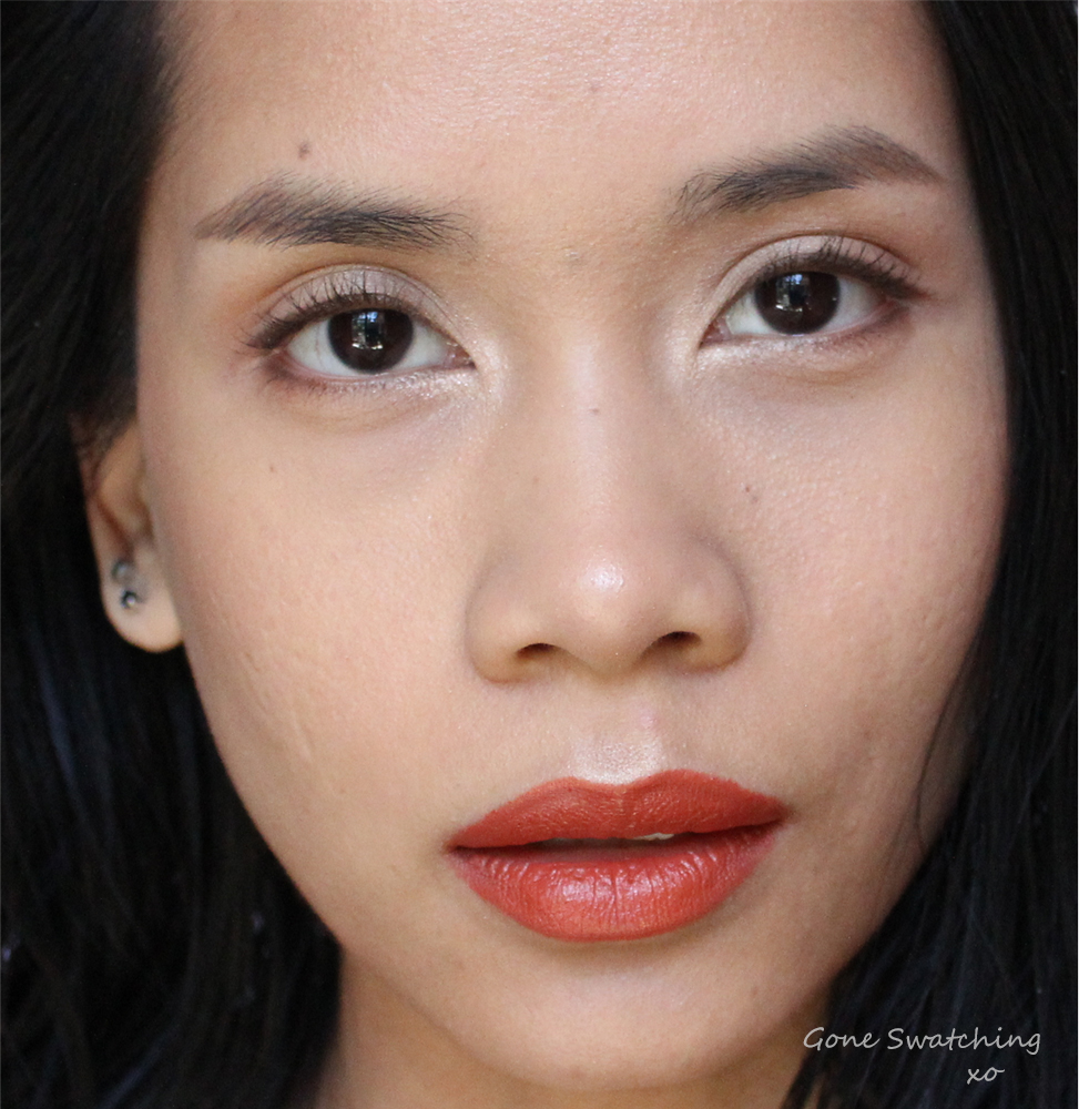 Bold-Orange-Lip-Makeup-Tutorial-using-only-natural-and-organic-makeup,-featuring-Nudus in Bittersweet.-Gone-Swatching-xo
