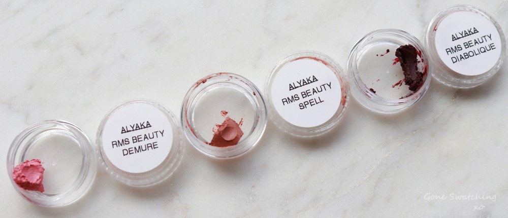 RMS-Beauty-Lip2cheek-swatches.-Samples-of-Demure,-Diabolique-and-Spell
