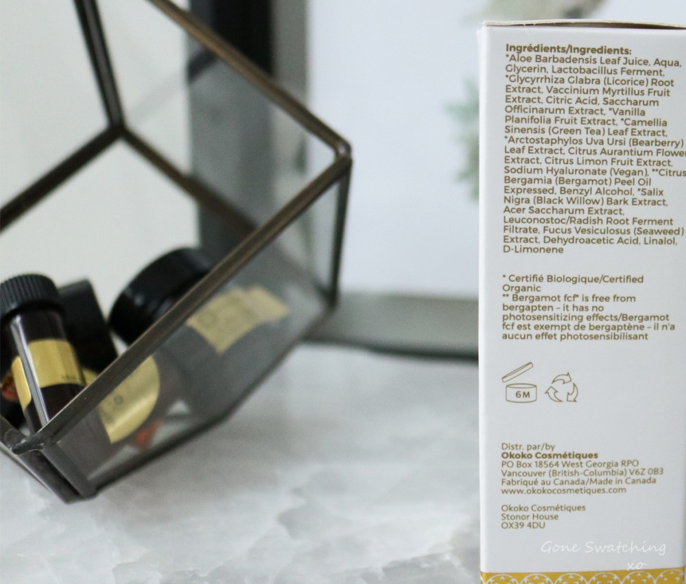 Okoko-Cosmetiques-Skincare-Review-Elixir-de-Clarte-ingredients