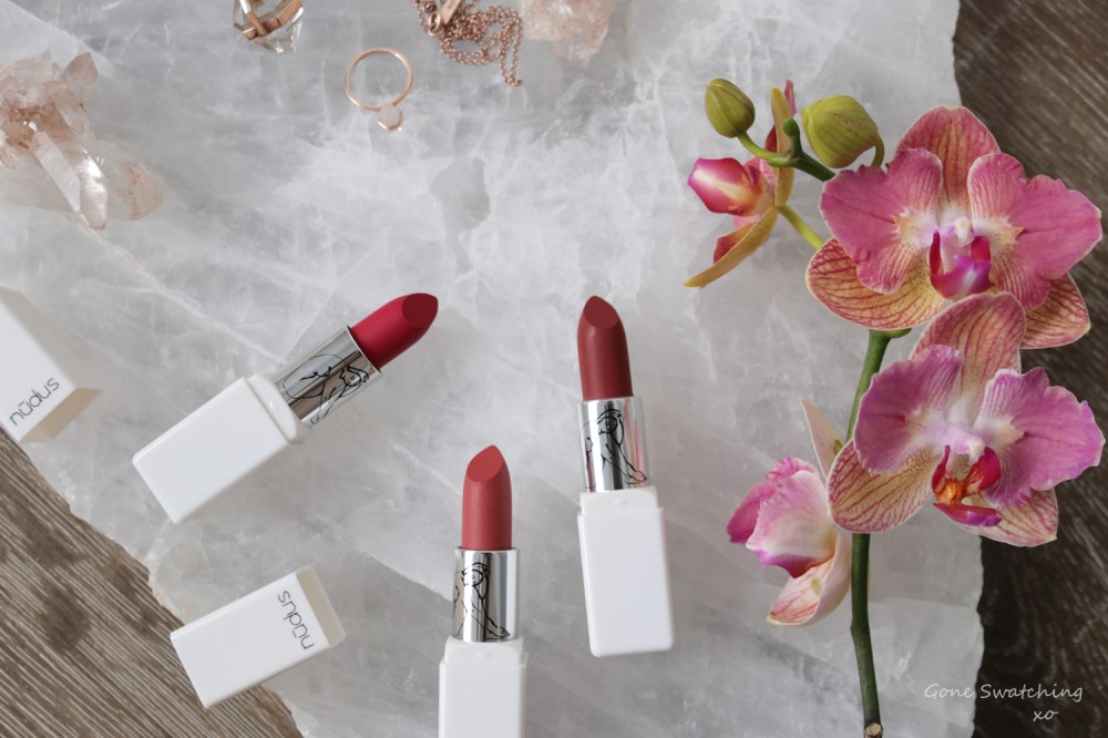 Nudus Lipstick Review and Swatches - Amalia, Dreamtime and Ruby Rose. Gone Swatching xo