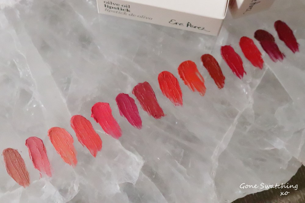 Ere Perez Olive Oil Lipstick Review and Swatches. The Entire Collection. Gone Swatching xo