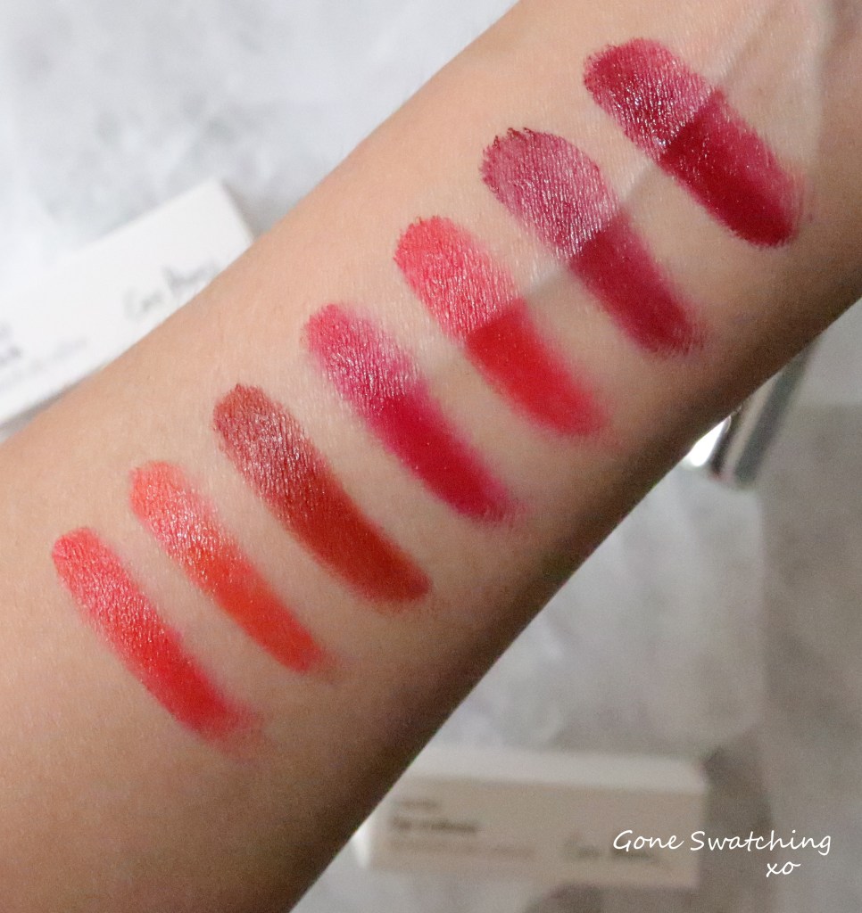 Ere Perez Olive Oil Review and Swatches. Carnivale, Festivale, Fiesta, Circus, Big Band, Royal and Soiree. Vegan and Natural Lipstick. Gone Swatching xo