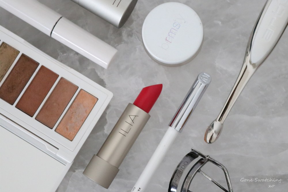 Ilia Beauty Colour Block High Impact Lipstick Review &amp; Swatches. Makeup Flat lay. Gone Swatching xo