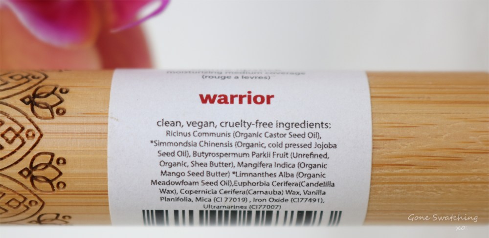 Elate Cosmetics Lipstick Review &amp; Swatches. Plenty, Grace, Warrior, Blaze, Vivacious &amp; Tantric. Ingredients List. Gone Swatching xo