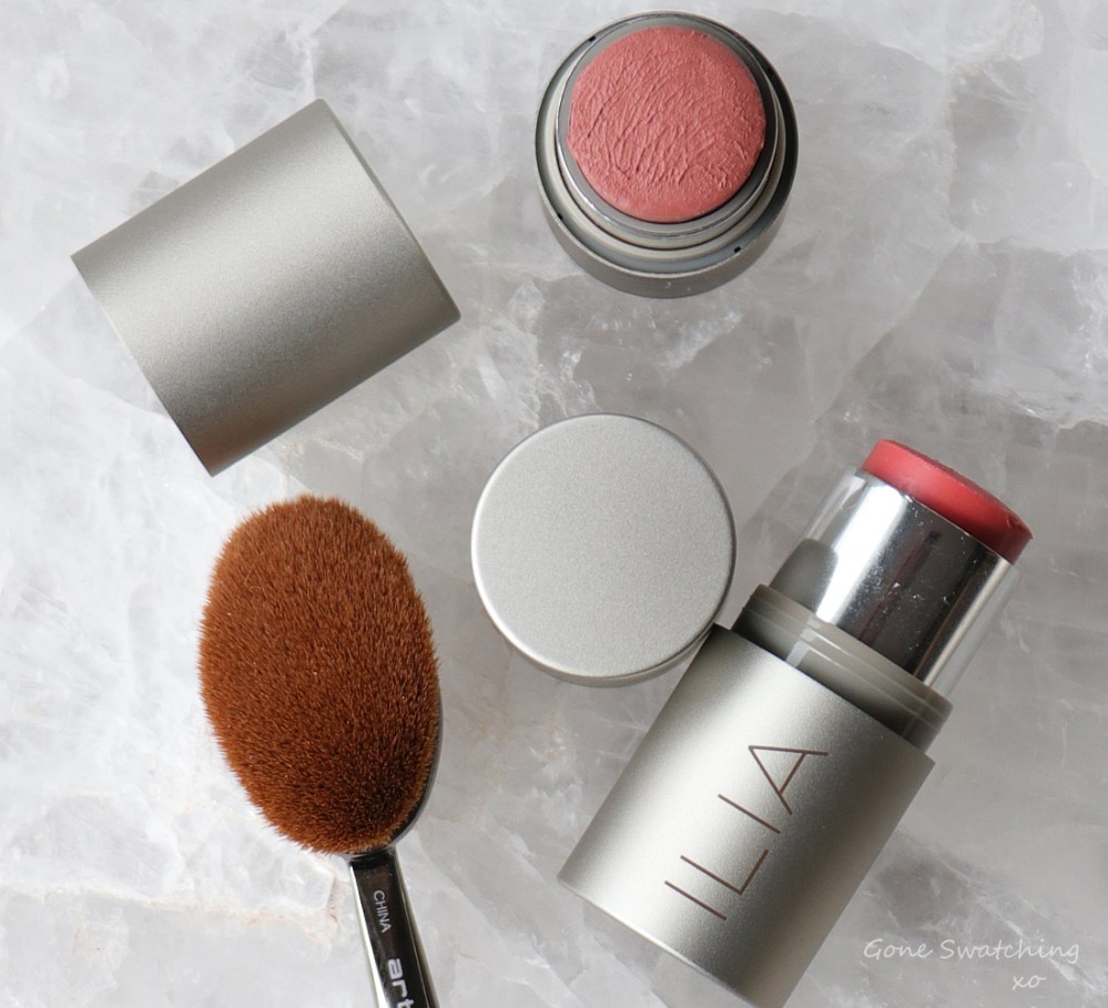 My 18 Favourite Organic &amp; Natural Lipstick Colours of 2019. Ilia Beauty Multi-Stick in All of Me, Lady Bird, Cheek to Cheek &amp; A Fine Romance. Gone Swatchi