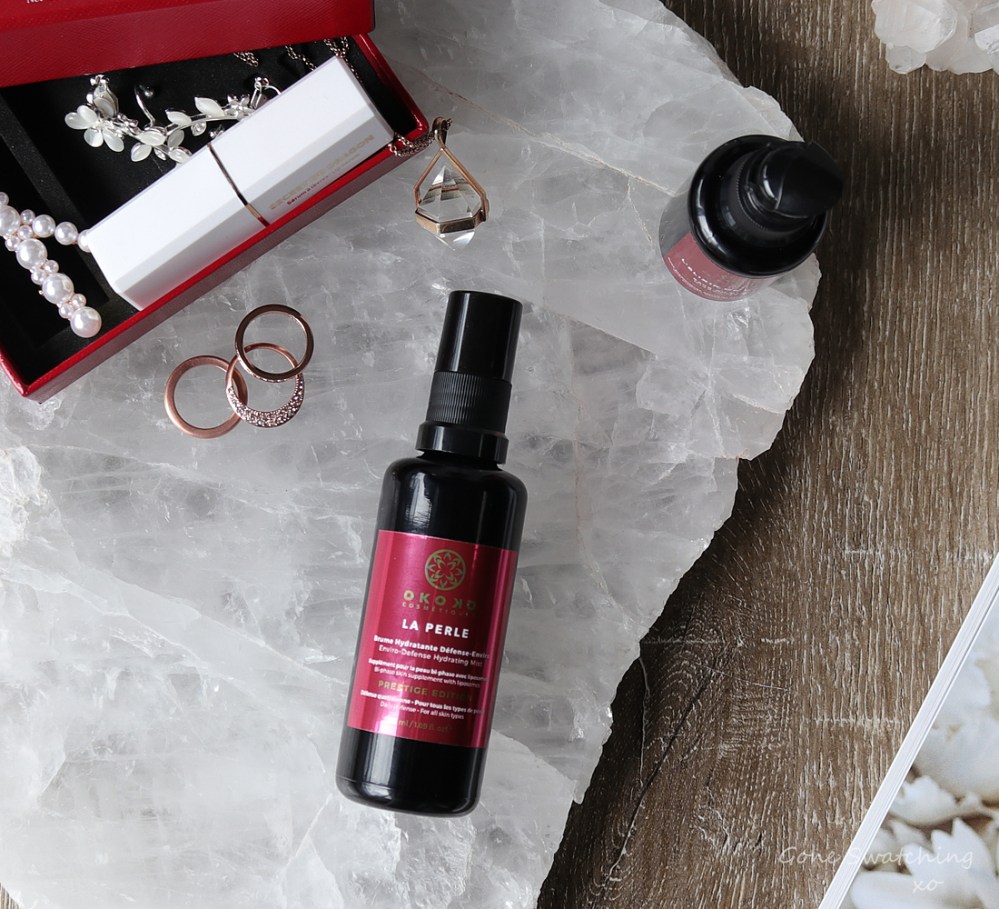Okoko Cosmetiques Skincare Review. Red label. La Perle. Prestige Edition. Innovative Enviro-defense spray toner serum. Gone Swatching xo