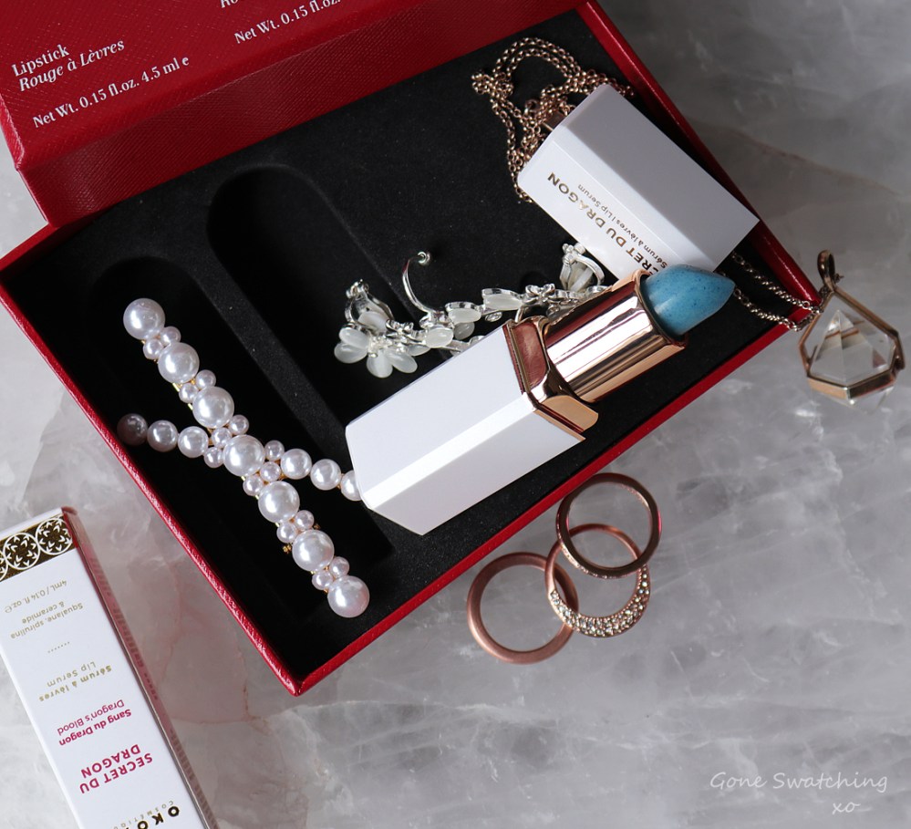 Okoko Cosmetiques Skincare Review. Secret Du Dragon Moisturizing Renewl Lip Serum with spirulina. Gone Swatching xo