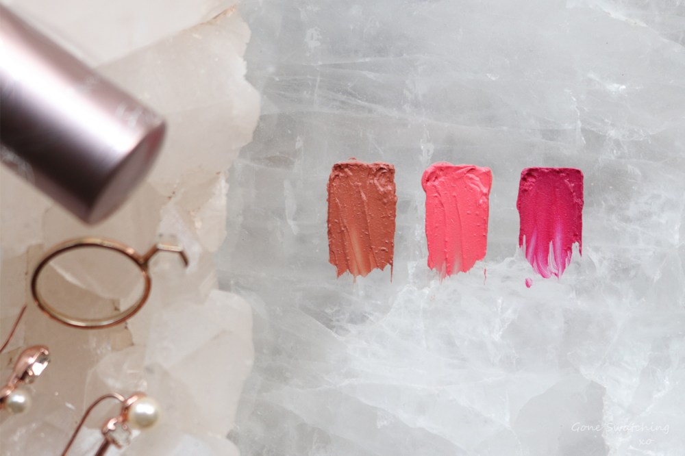 100% Pure Fruit Pigmented Cocoa Butter Matte Lipstick Review & Swatches. Strawberry Cactus, Protea & Sandstone. Gone Swatching xo