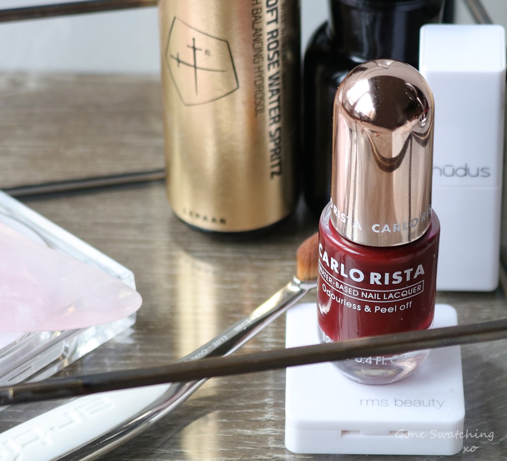 Carlo Rista Water Based Peelable, Odourless Nail Polish review. Brick Red. Gone Swatching xo