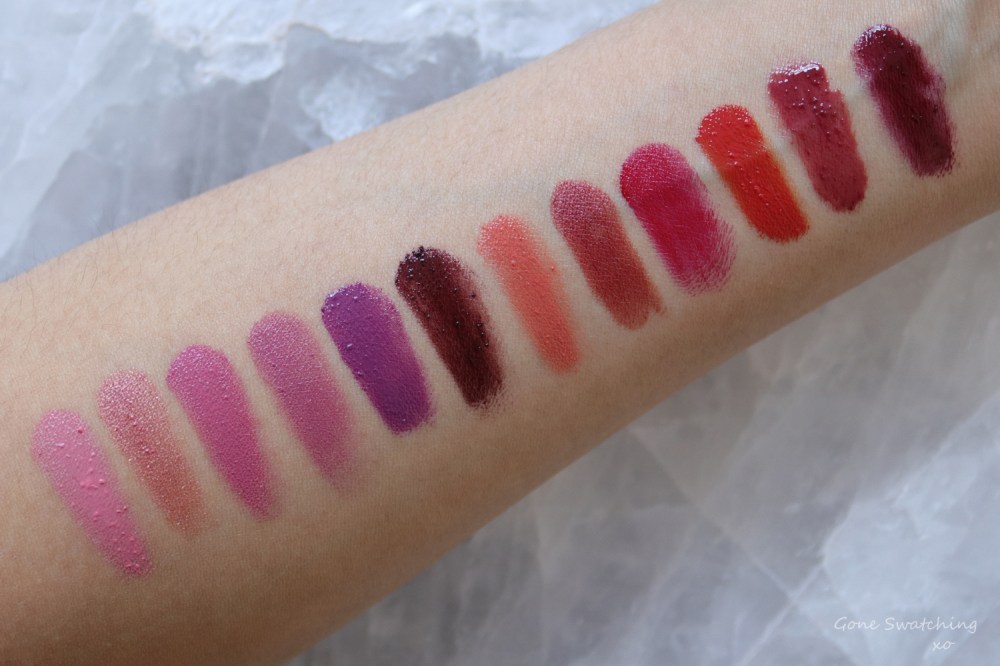 Elate Cosmetics Creme lipstick review & Swatches. Bloom, Chance, Blush, Adore, Wild, Demure, Plenty, Warrior, Grace, Blaze, Vivacious & Tantric. Gone Swatching xo