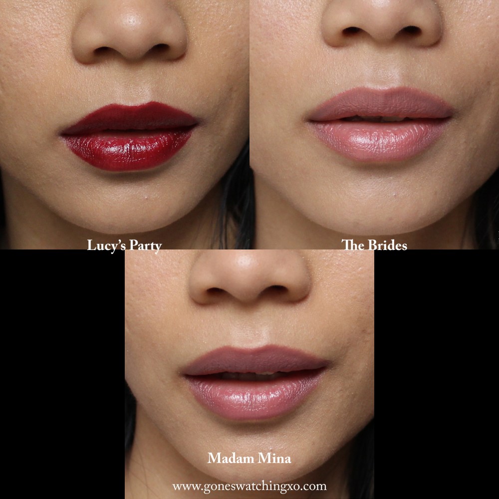 Ilia Beauty Limited Edition Lipstick Swatches. Lucy's Party, The Brides & Madam Mina. Australian Organic Beauty Blogger Gone Swatching xo