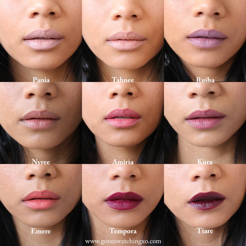 Nui Lipstick Swatches. Pania, Tahnee, Ruiha, Nyree, Amiria, Kura, Emere, Tempora & Tiare. Australian Organic Beauty Blogger Gone Swatching xo