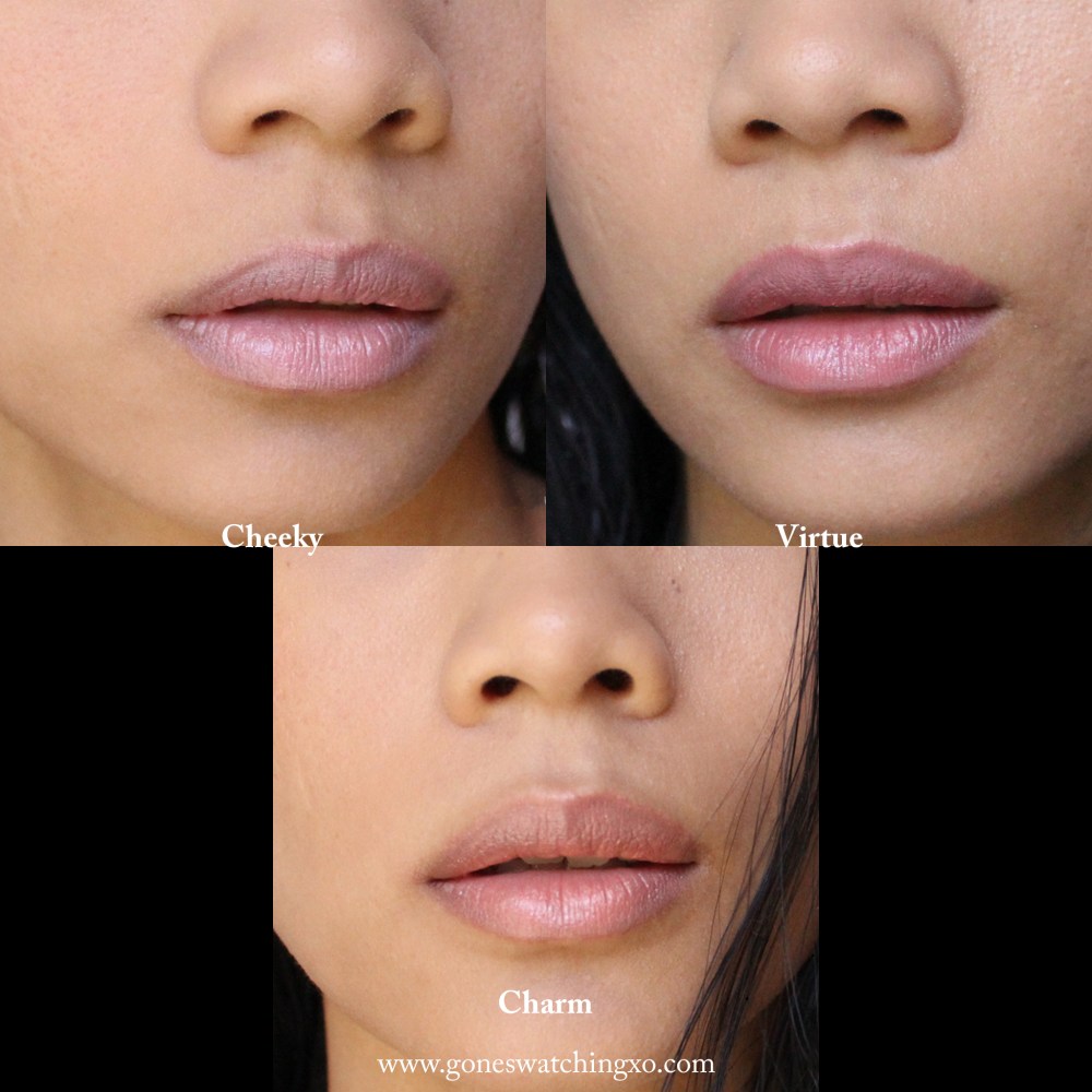 Vapour Beauty Aura Multi Stick Swatches. Cheeky, Virtue & Charm. Australian Organic Beauty Blogger Gone Swatching xo