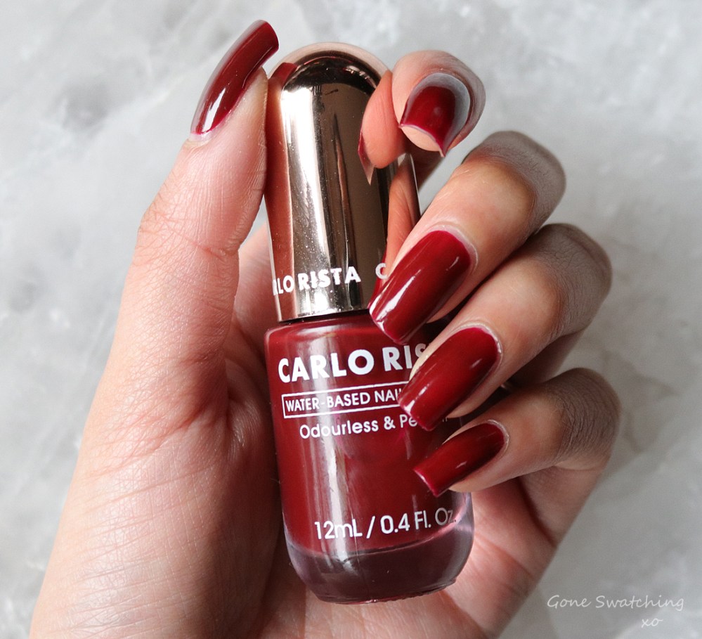 Carlo Rista Water Based Peelable, Odourless Nail Polish review &amp; Swatches. Brick Red 03. Australian, Asian Green Beauty Blogger Gone Swatching xo