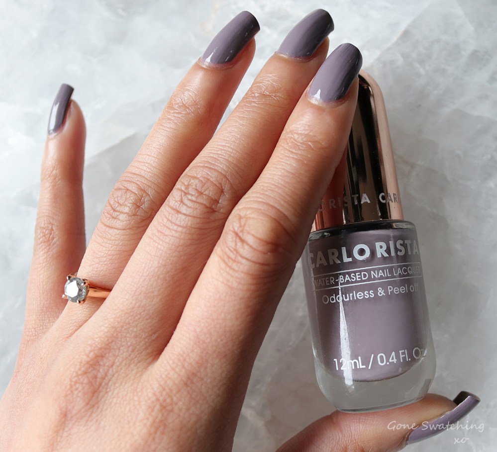 Carlo Rista Water Based Peelable, Odourless Nail Polish review &amp; Swatches. Light Slte Grey 17. Australian, Asian Green Beauty Blogger Gone Swatching xo