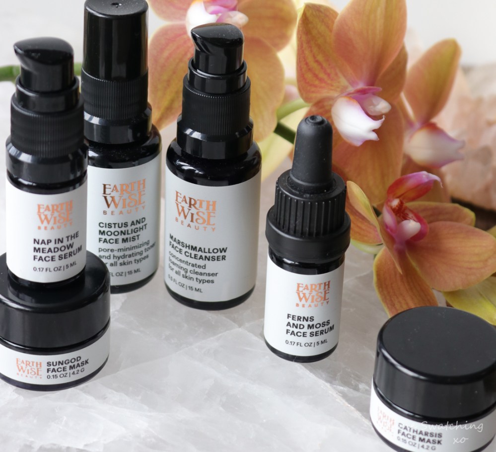 Earthwise Beauty Review. Marshmallow Cleanser, Cistus &amp; Moonlight Mist, Nap in the Meadow &amp; Ferns &amp; Moss Serums, Sungod Mask &amp; Catharsis Mask. Gone Swatching xo