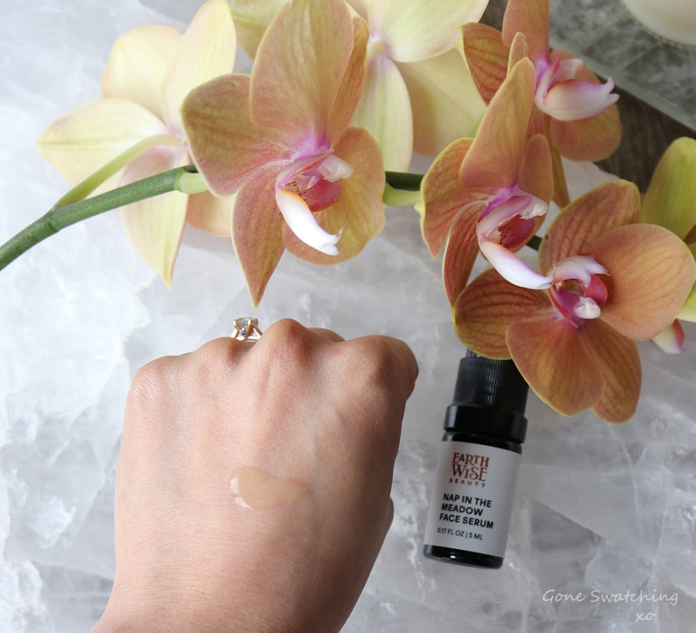 Earthwise Beauty Skincare Review. Nap in the Meadow. Aloe based serum for deep hydration, anti-inflammatory, anti-oxidants, anti-aging &amp; tissue repair. Gone Swatching x