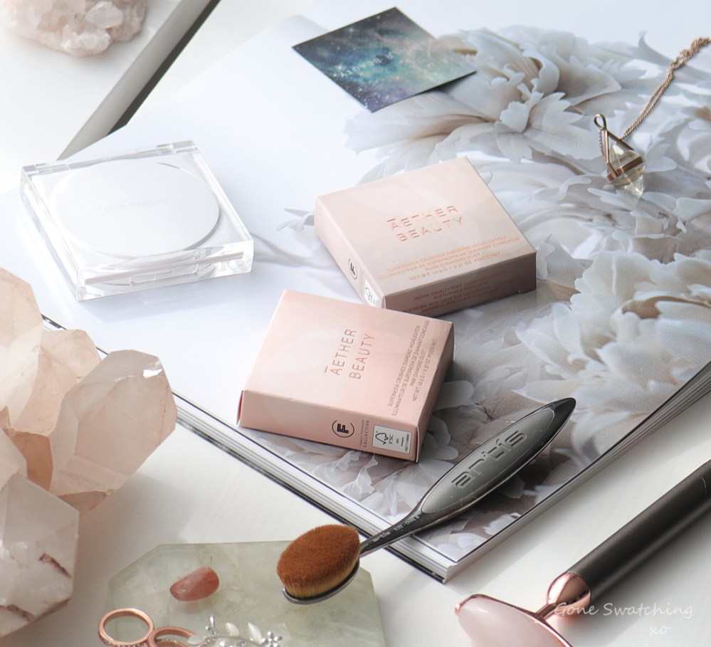 Athr Beauty Supernova Crushed Pure &amp; Pink Diamond Highlighter, Rose Gold Eyeshadow Swatches &amp; Review. Gone Swatching xo