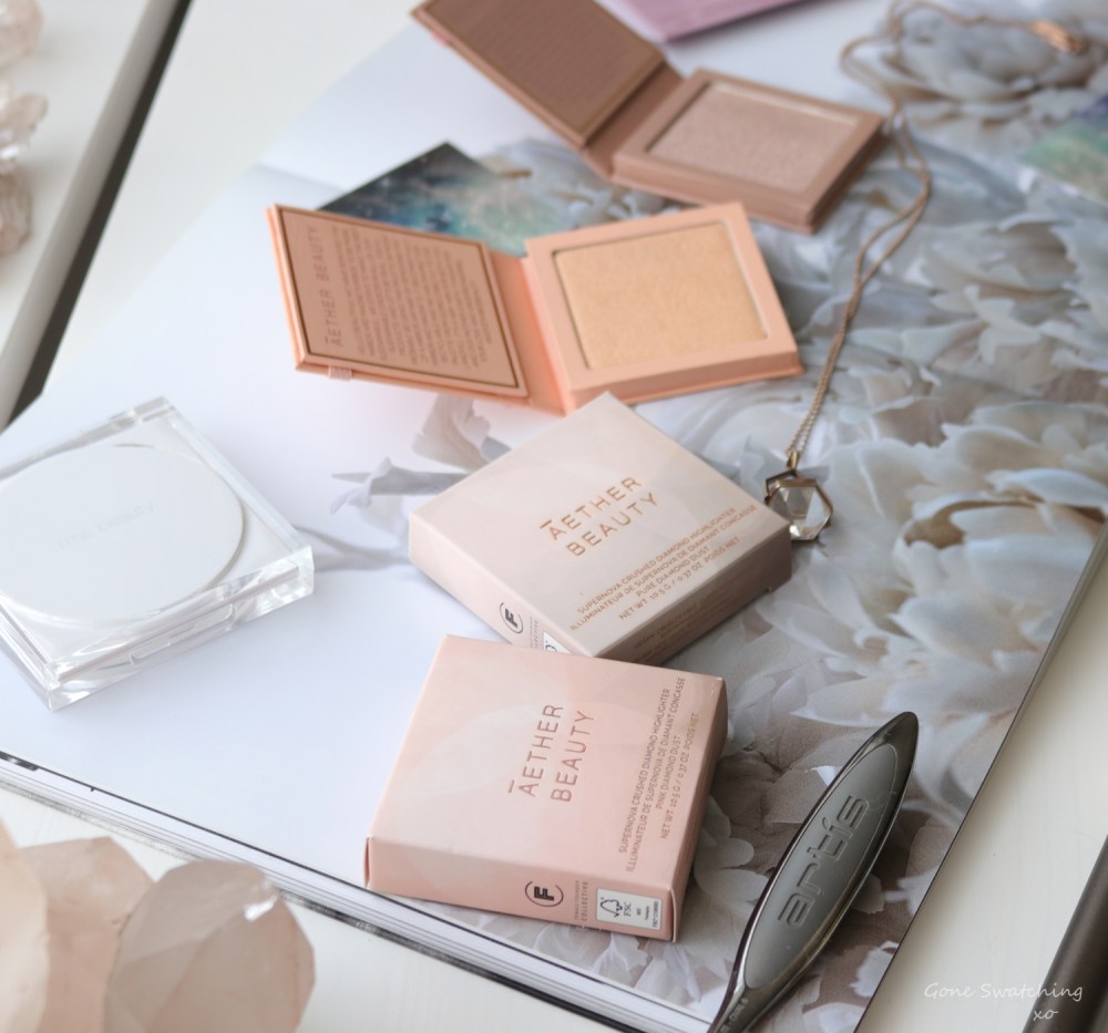 Aether Beauty Supernova Highlighter Swatches on Asian Skin tone. Green &amp; Clean Beauty Blogger. Gone Swatching xo