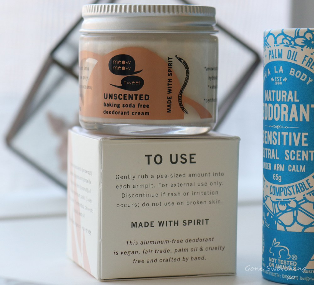 Meow Meow Tweet Unscented Deodorant Cream Review &amp; Ingredients. Battle of the Low, No waste Natural &amp; Fragrance Free Deodorant. Gone Swatching xo