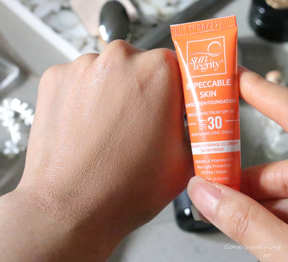 My List of Unscented, Natural Physical Sunscreens. Suntegrity Impeccable Skin Swatch. Gone Swatching xo