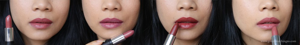 Red Apple Lipstick Review & Swatches. Chai Love You, Mayberry, Barcelona & Spice n Easy. Gone Swatching xo