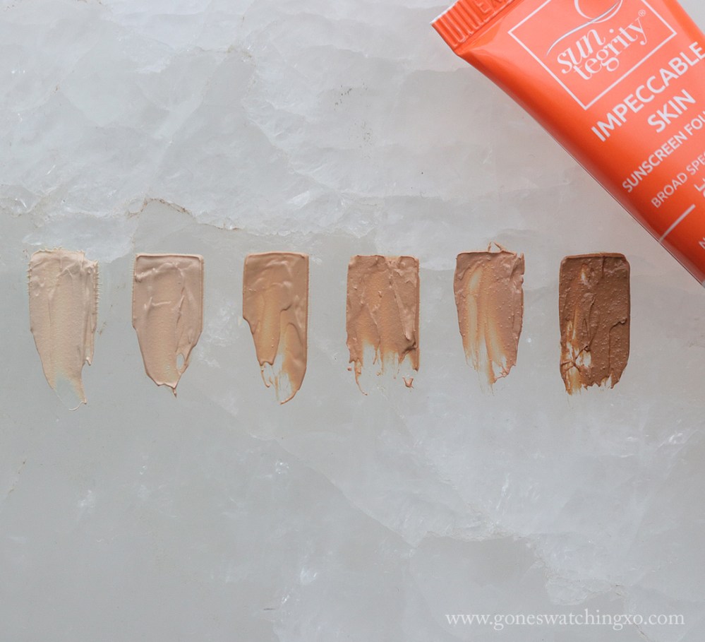 Suntegrity Impeccable Skin SPF 30 Review & Swatches. Ivory, Nude, Buff, Sand, Tan & Bronze Swatches. Gone Swatching xo