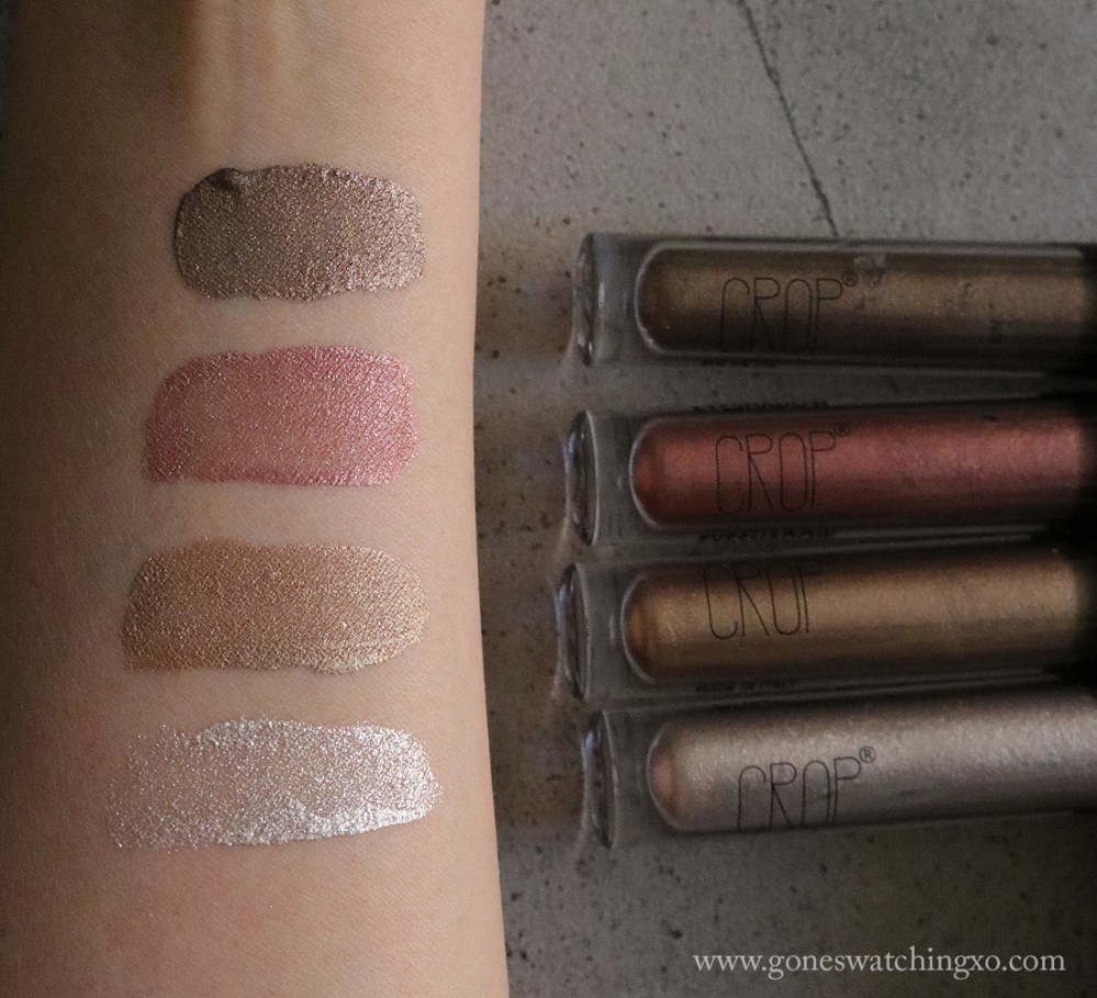 Crop Natural Bio Metal Liquid Eyeshadow Review &amp; Swatches. Moonlight, Gilded, Saturn &amp; Halo. Australian Clean Beauty Blogger. Gone Swatching xo