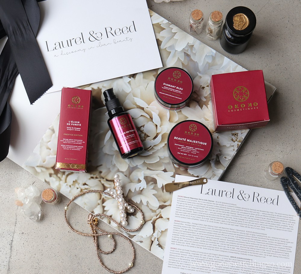 Laurel &amp; Reed Subscription Box. Organic, Natural &amp; Cruelty Free Beauty Box. Okoko Cosmetiques L'élixir de Pureté, Beauté Majestique &amp; Diamant Bleu. Gone Swatching xo